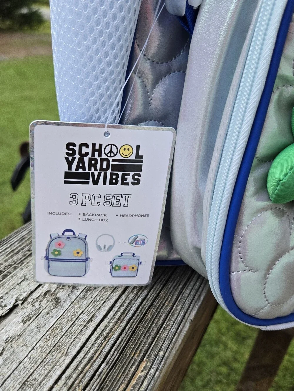Iridescent Floral Kids Backpack With Lunchbox & Headphones
